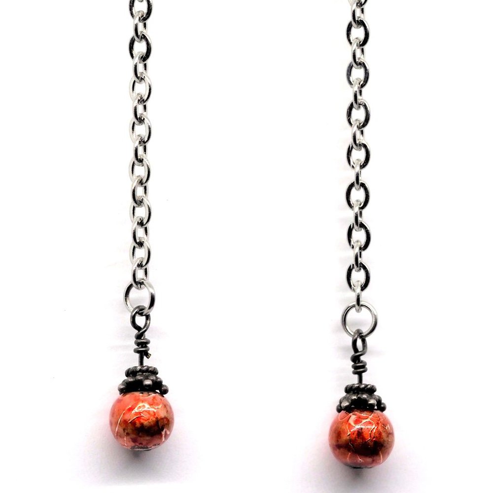 Ball & Chain Orange Lamp Earrings